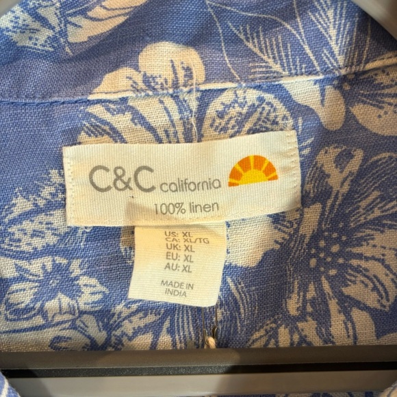 C&C California Sz XL Jacket 100% Linen Trucker Style Floral Unlined Pockets NEW - Picture 2 of 9